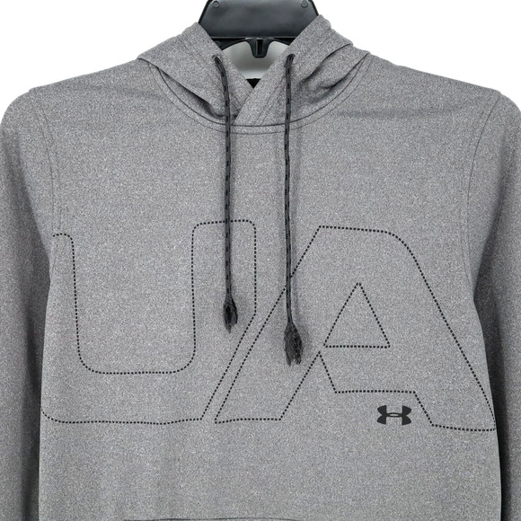 Under Armour Hoodie Sweatshirt Medium Mens Gray Coldgear Pullover Pouch Pocket - Picture 5 of 10